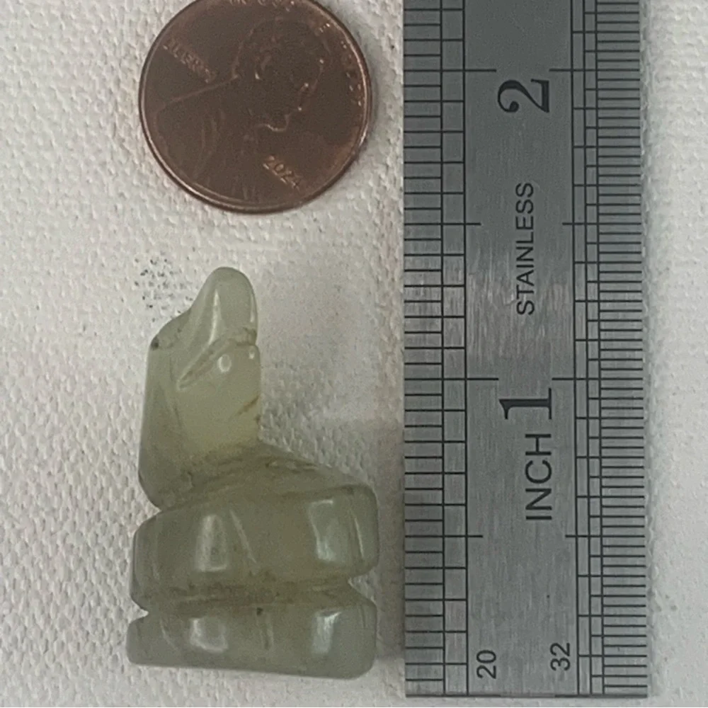 Vintage Chinese Zodiac Jade Snake Pendant Bead Hand Carved Miniature Animal 1.2
